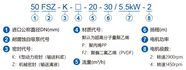 FSZ系列耐腐蚀自吸泵型号含义说明